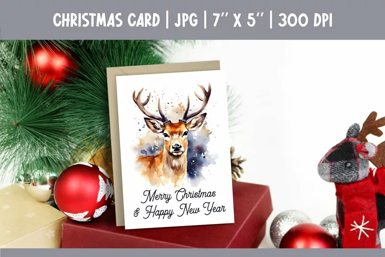Merry Christmas Card Printable | Christmas Deer PNG