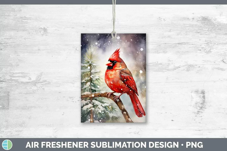Watercolor Christmas Cardinal Air Freshener Sublimation Car