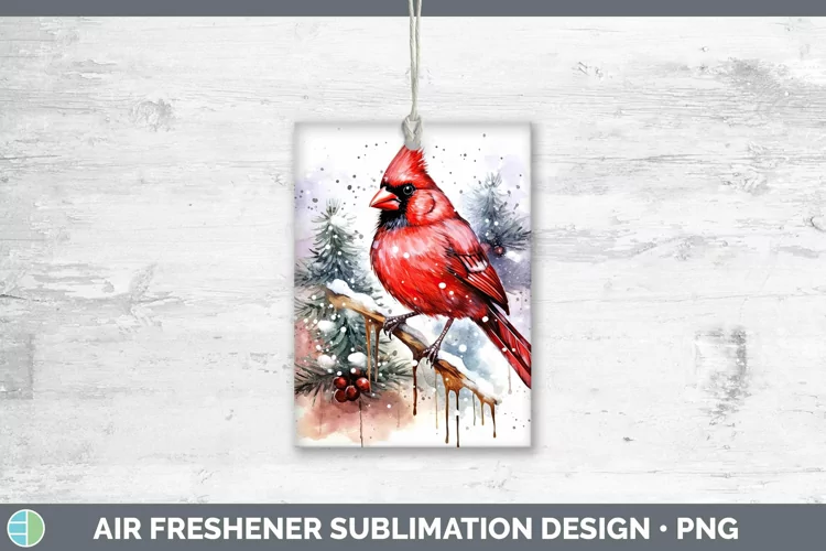 Watercolor Christmas Cardinal Air Freshener Sublimation Car