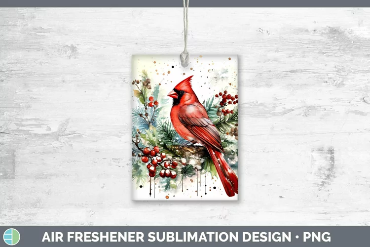 Watercolor Christmas Cardinal Air Freshener Sublimation Car