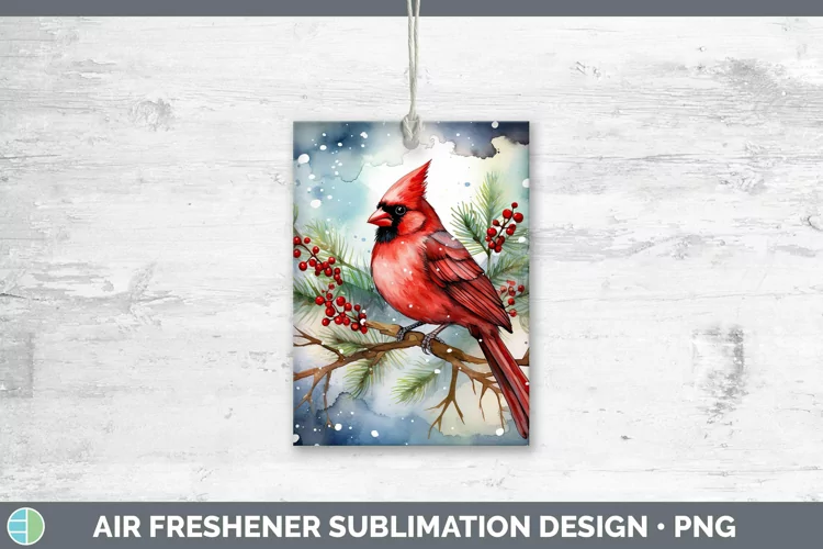 Watercolor Christmas Cardinal Air Freshener Sublimation Car