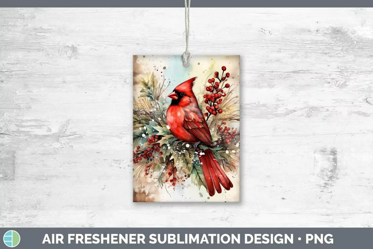 Watercolor Christmas Cardinal Air Freshener Sublimation Car