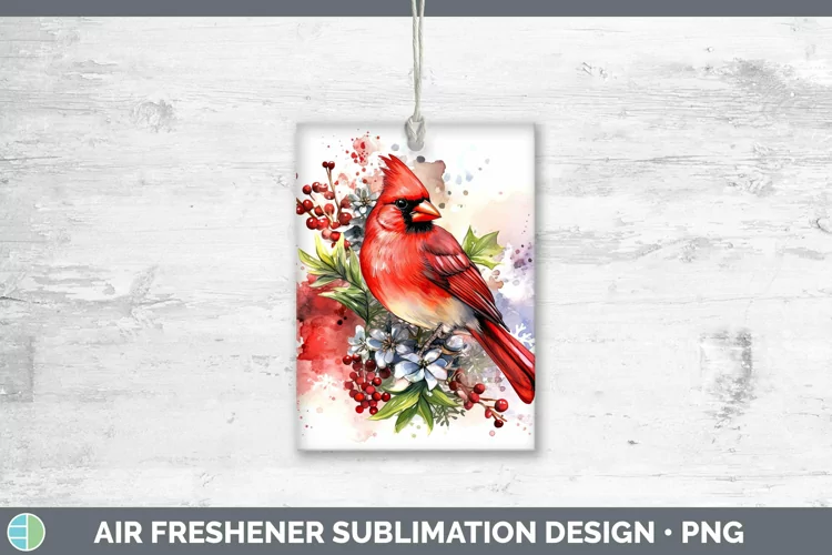Watercolor Christmas Cardinal Air Freshener Sublimation Car