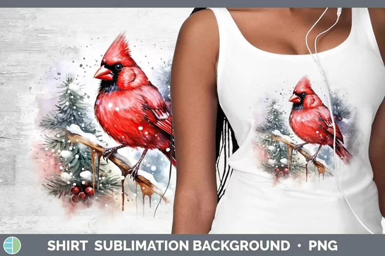 Watercolor Christmas Cardinal Shirt Sublimation Sublimation