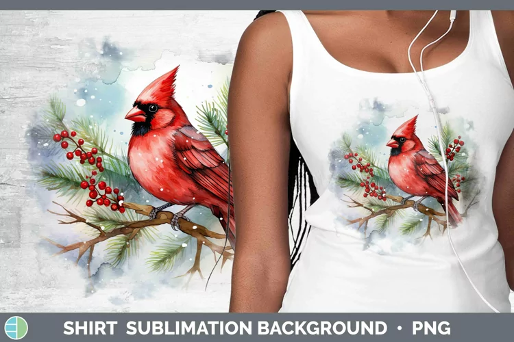 Watercolor Christmas Cardinal Shirt Sublimation Sublimation