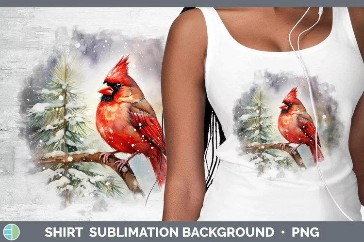 Watercolor Christmas Cardinal Shirt Sublimation Sublimation