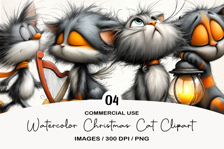 Whimsical Cat Clipart Sublimation