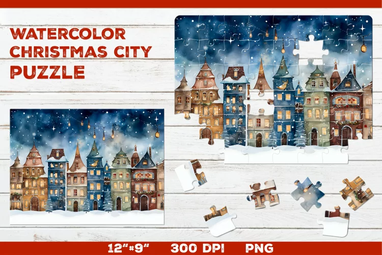 Holiday cheer in watercolor jigsaw
