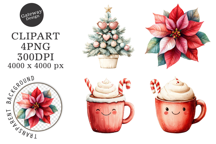 Watercolor christmas Sublimation clipart