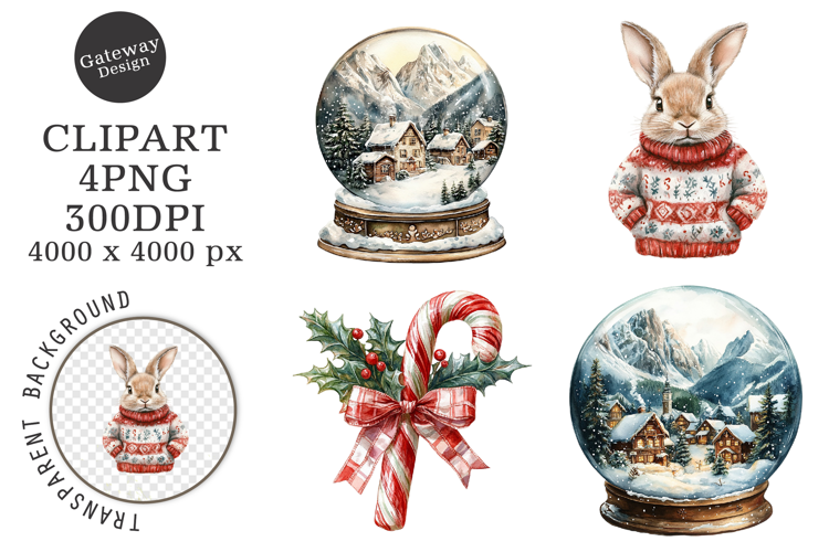 Watercolor Christmas Clipart