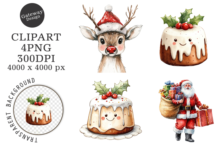 Watercolor Christmas Clipart