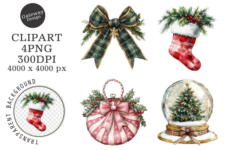 Watercolor Christmas Clipart