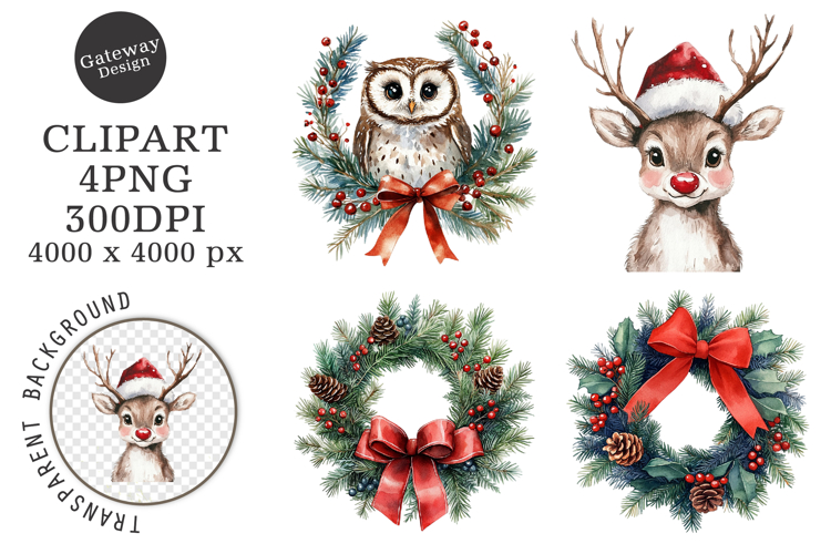 Watercolor Christmas Clipart