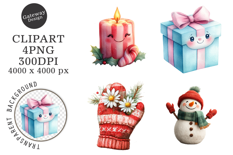 Watercolor christmas Sublimation clipart