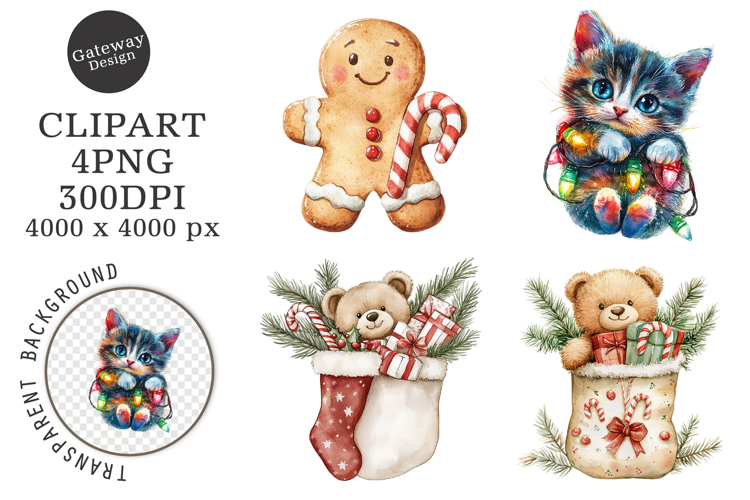 Watercolor Christmas Clipart