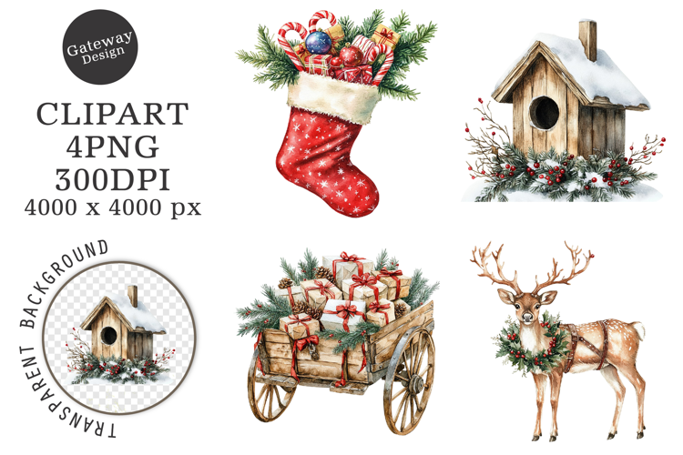 Watercolor Christmas Clipart