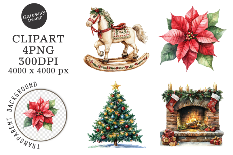 Watercolor Christmas Clipart