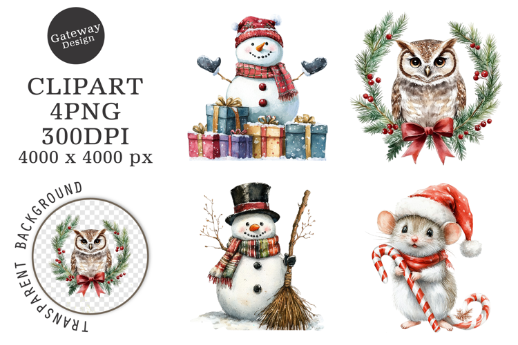 Watercolor Christmas Clipart