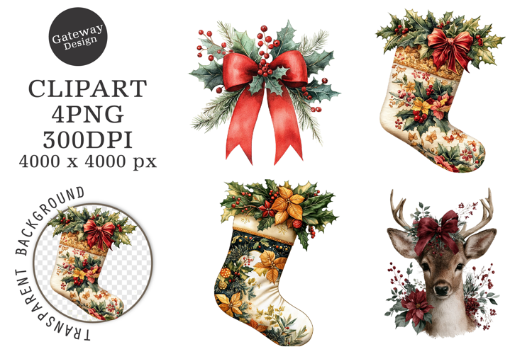 Watercolor Christmas Clipart