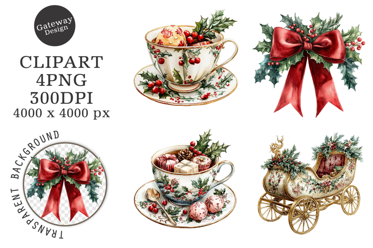 Watercolor Christmas Clipart