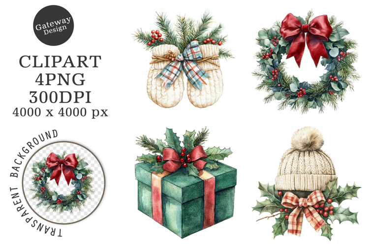 Watercolor Christmas Clipart