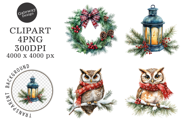 Watercolor Christmas Clipart