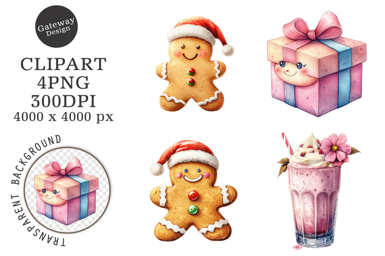 Watercolor christmas Sublimation clipart