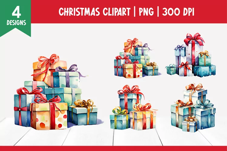 Christmas Watercolor Clipart Sublimation | Gift PNG