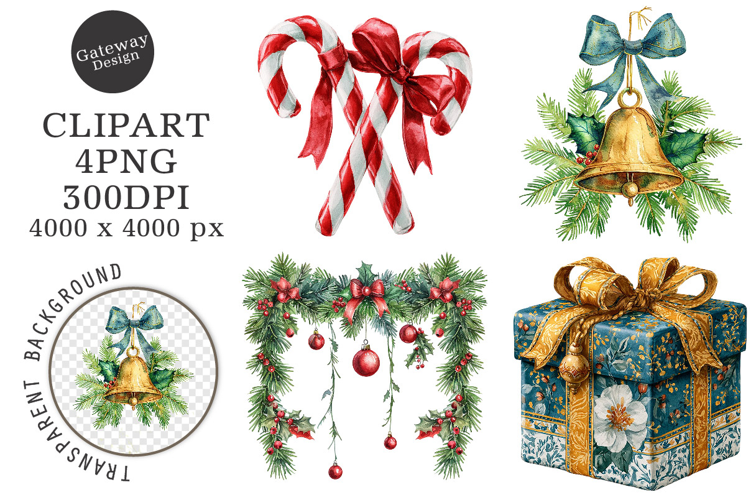 Watercolor Christmas Clipart
