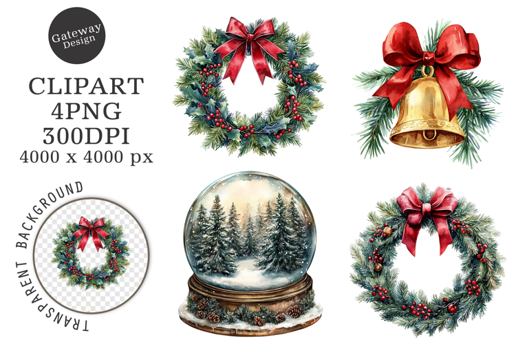 Watercolor Christmas Clipart