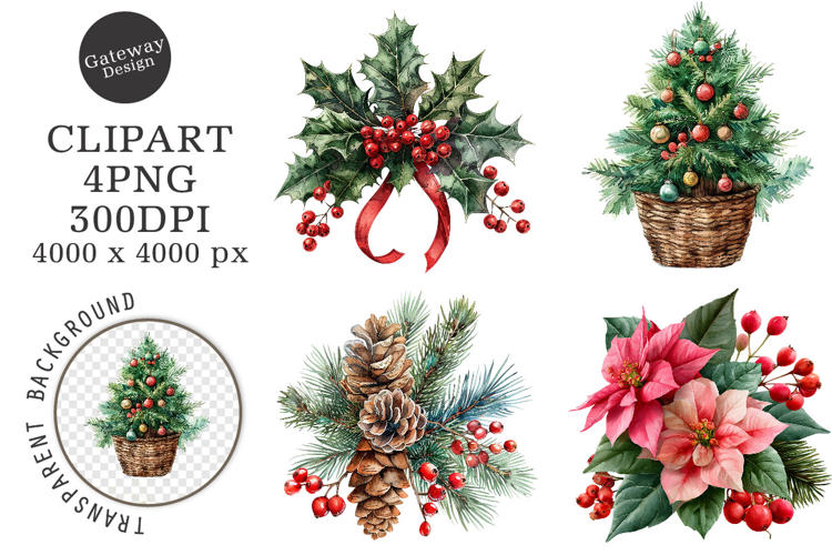Watercolor Christmas Clipart