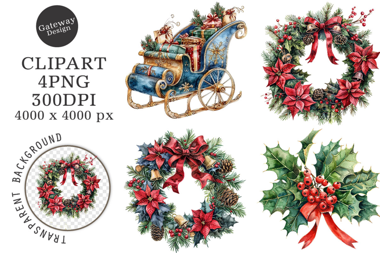 Watercolor Christmas Clipart