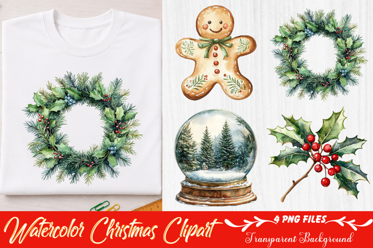 Watercolor Christmas Clipart