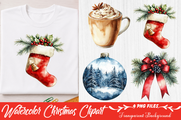 Watercolor Christmas Clipart