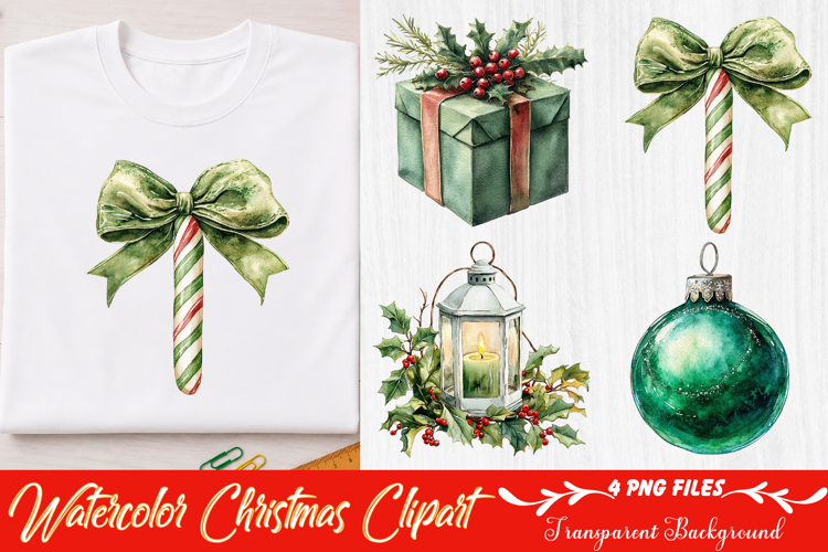Watercolor Christmas Clipart