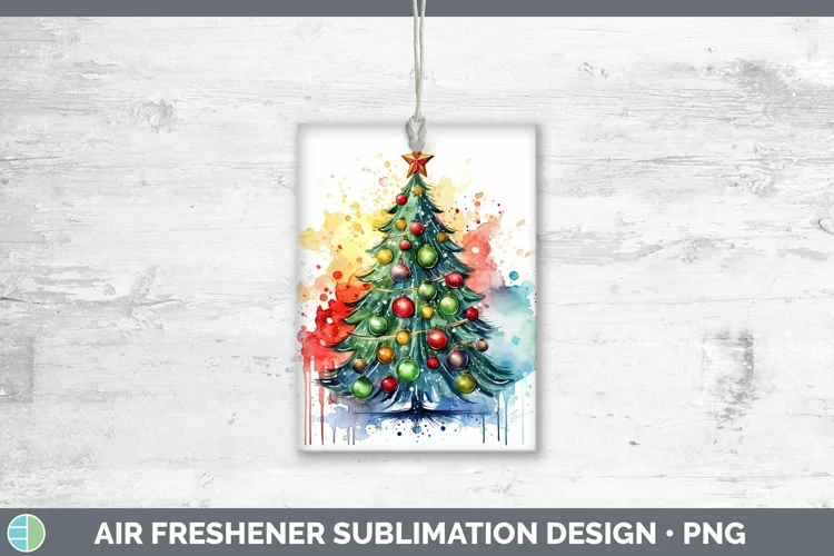 Watercolor Christmas Tree Air Freshener Sublimation Car
