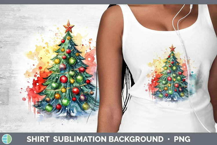 Watercolor Christmas Tree Shirt Sublimation Sublimation