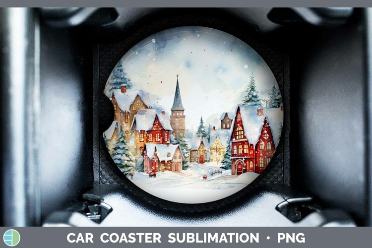 GorgeousWatercolor Christmas Car Coaster design.