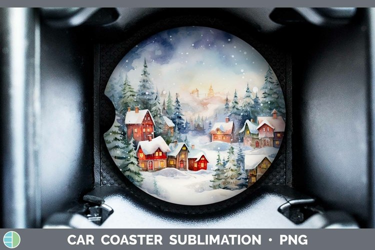 GorgeousWatercolor Christmas Car Coaster design.