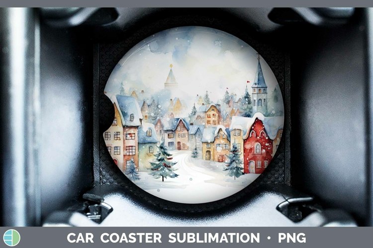 GorgeousWatercolor Christmas Car Coaster design.
