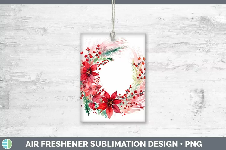 Watercolor Christmas Cmas Wreath Air Freshener Sublimation C
