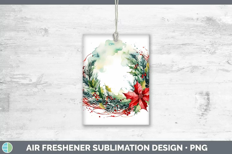 Watercolor Christmas Cmas Wreath Air Freshener Sublimation C