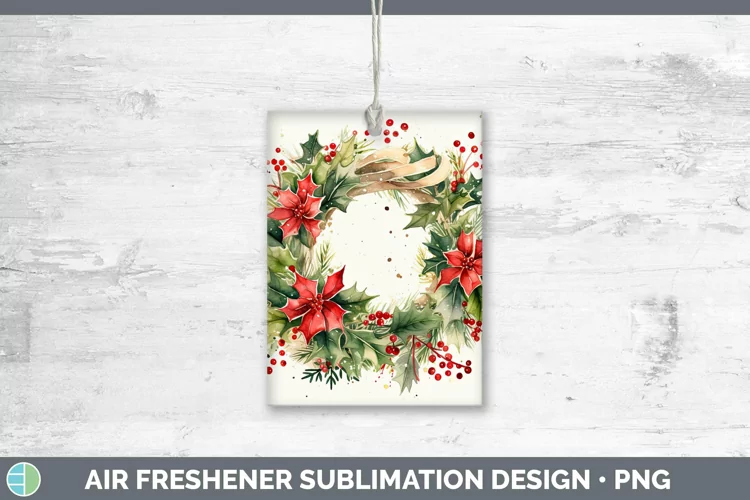 Watercolor Christmas Cmas Wreath Air Freshener Sublimation C