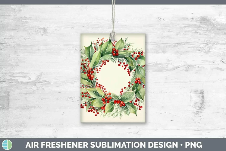 Watercolor Christmas Cmas Wreath Air Freshener Sublimation C