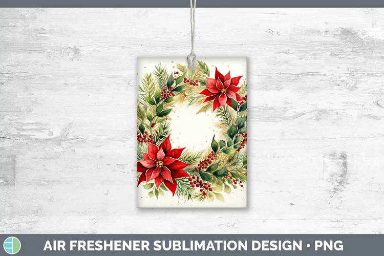 Watercolor Christmas Cmas Wreath Air Freshener Sublimation C