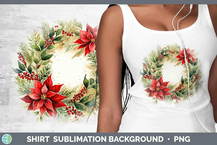 Watercolor Christmas Cmas Wreath Shirt Sublimation Sublimati