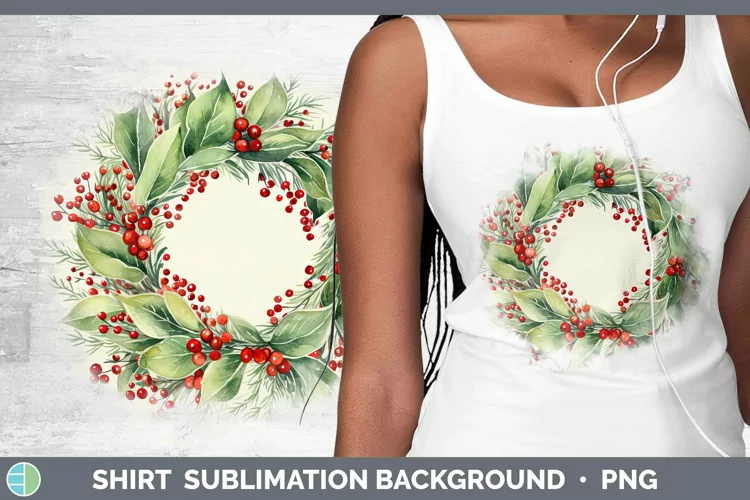 Watercolor Christmas Cmas Wreath Shirt Sublimation Sublimati