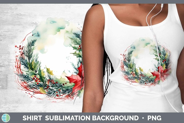 Watercolor Christmas Cmas Wreath Shirt Sublimation Sublimati