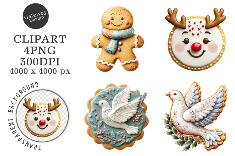 Watercolor Christmas Cookie Clipart