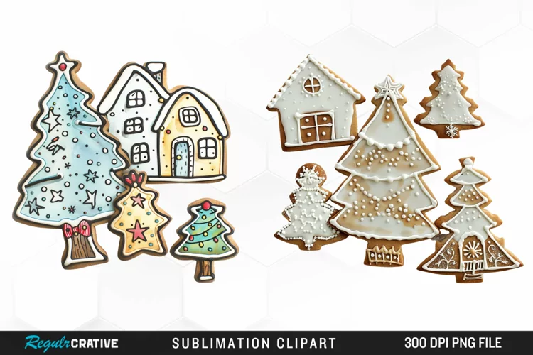 Watercolor Christmas Cookie House Clipart